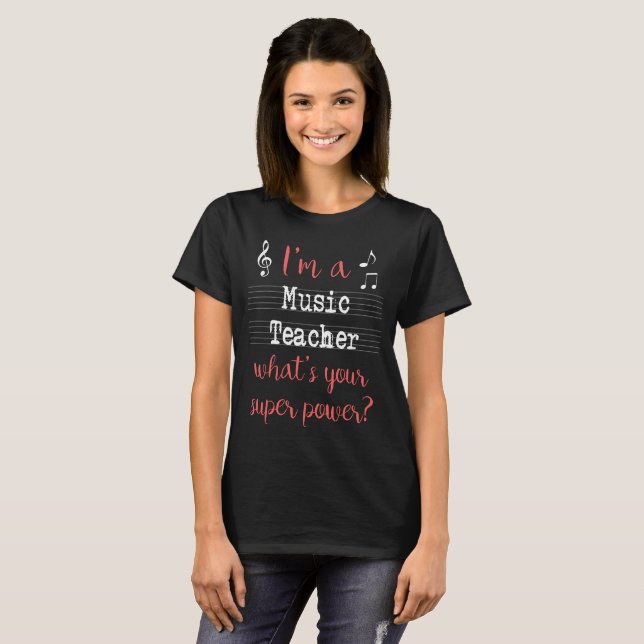 Camisa do poder super de professor de música - (Frente Completa)