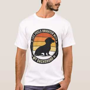 Camisa do pôr do sol do Dachshund Design de amante