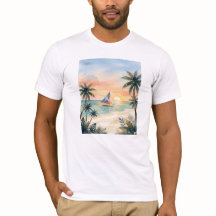 Camisa do pôr do sol na praia de Boracay em aquare