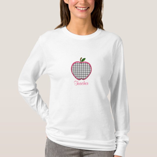 Camisa do professor - guingão cinzento Apple (Frente)
