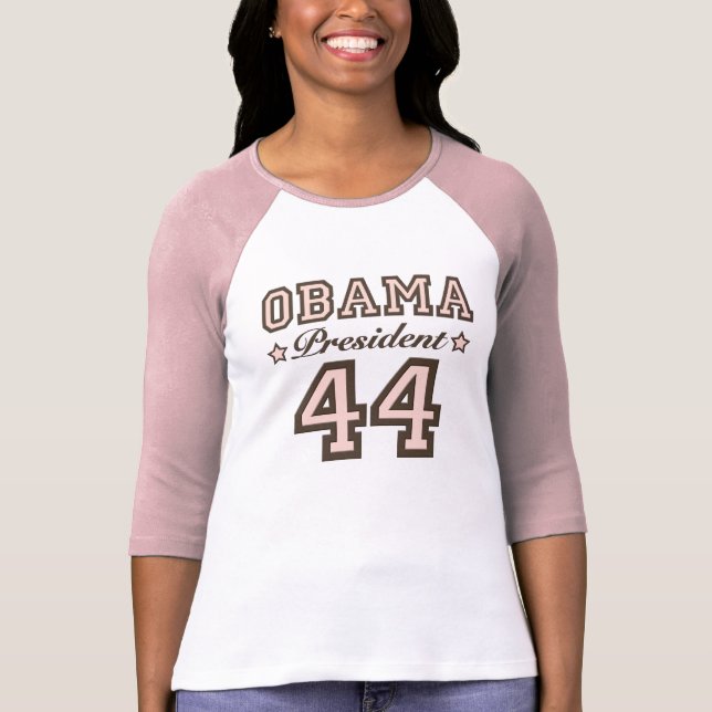 Camisa do Raglan T do presidente Obama 44 (Frente)