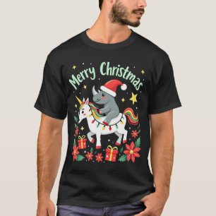 Camisa do Rinoceronte de Natal Feliz Natal Unicórn
