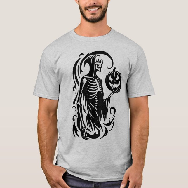Camisa do Skeleton do Halloween abstrato (Frente)