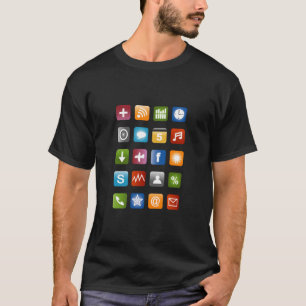 Camisa do smartphone com ícones coloridos de apli