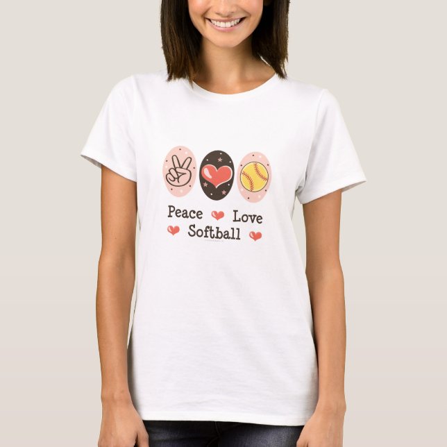 Camisa do softball T do amor da paz (Frente)