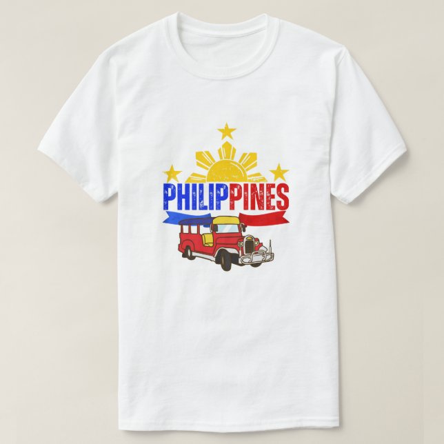 Camisa do Sol das Filipinas | Jeepney | Camisa de  (Frente do Design)