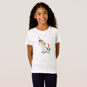 Camisa do T da menina cor-de-rosa do unicórnio