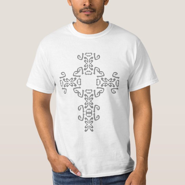 Camisa do tatuagem da prata da cruz celta (Frente)