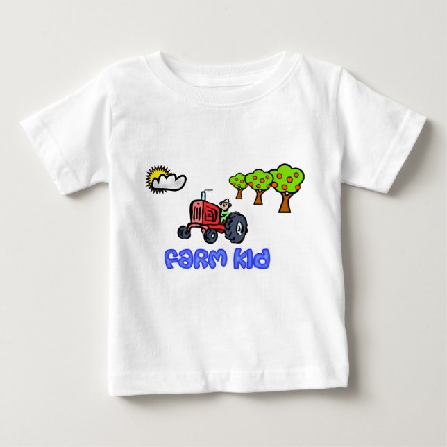 Camisa do trator do miúdo da fazenda (Frente)
