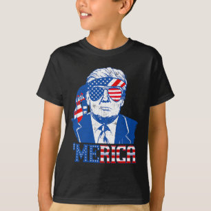 Camisa do Trump Merica Trump Óculos Bandeira dos E