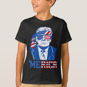 Camisa do Trump Merica Trump Óculos Bandeira dos E