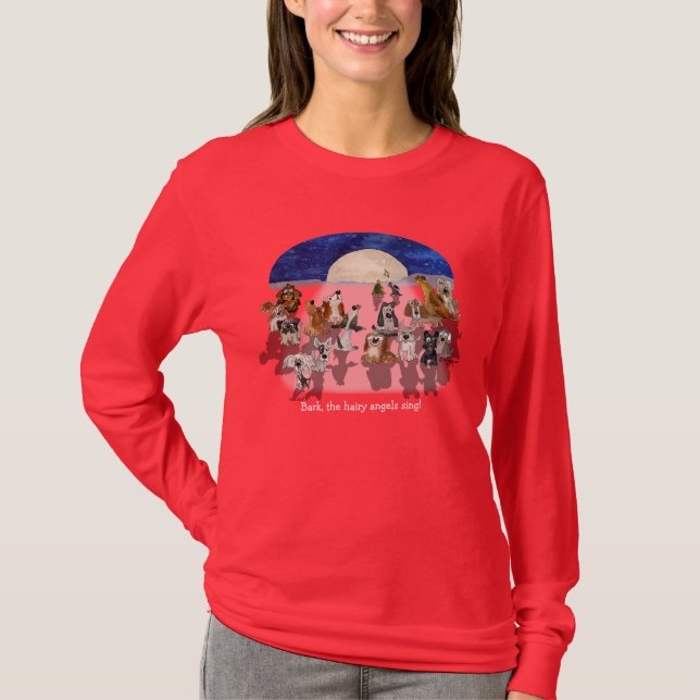 Camisa do uivo T dos cães da lua dos desenhos (Frente)
