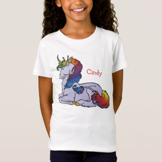 Camisa do unicórnio do arco-íris para meninas