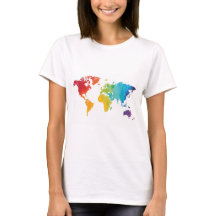 Camisa do viagem do mapa do mundo na aguarela
