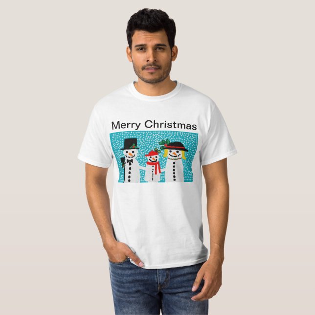 camisa do White Christmas t dos homens com bonecos (Frente Completa)