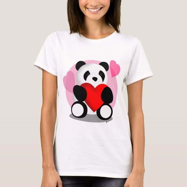 Camisa dos corações do urso de panda (Frente)
