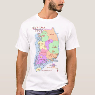 Camisa dos homens T do mapa de Coreia