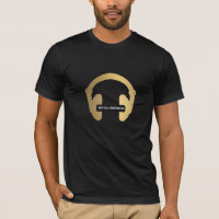 Camisa Dourado do DJ do auscultadores do falso