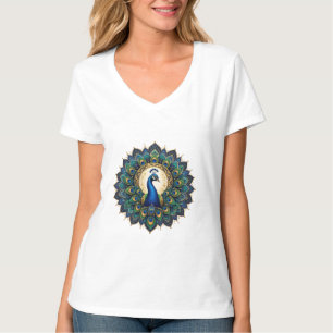 Camisa Elegante de Mandala de Pavão para Criança