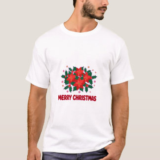 Camisa Elegante de Natal Poinsettia Holly