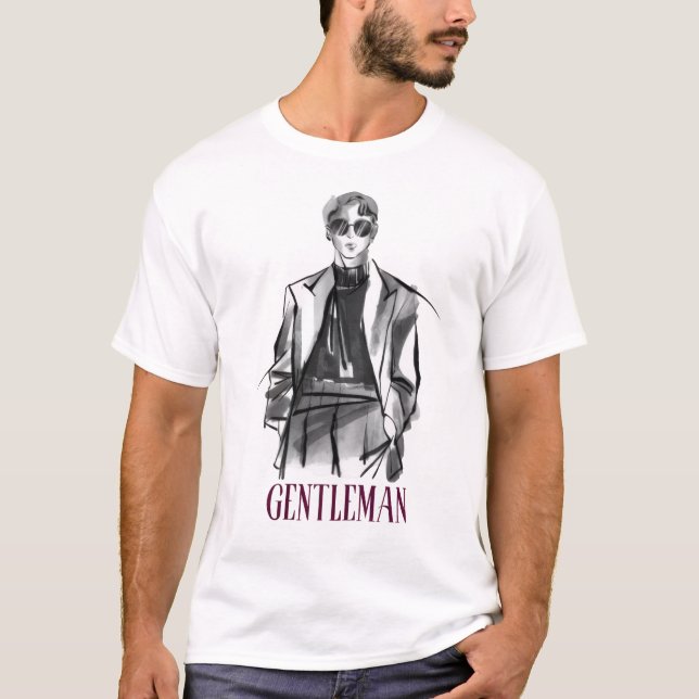 Camisa Elegante Esboço de Cavalheiro Fashion (Frente)