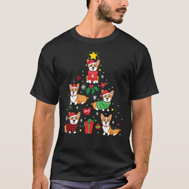 Camisa Enfeites de natal Corgi Árvore Clássica (Frente)