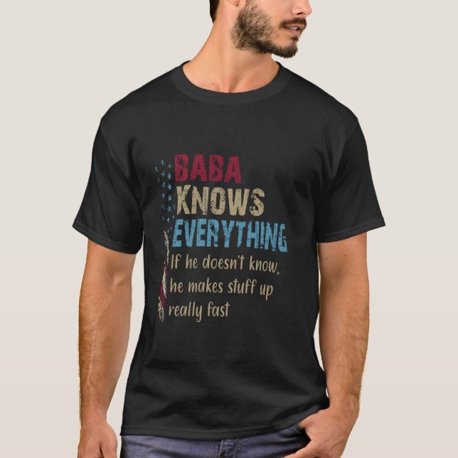 Camisa Engraçada Baba Conhece Tudo - Avô Presente (Frente)
