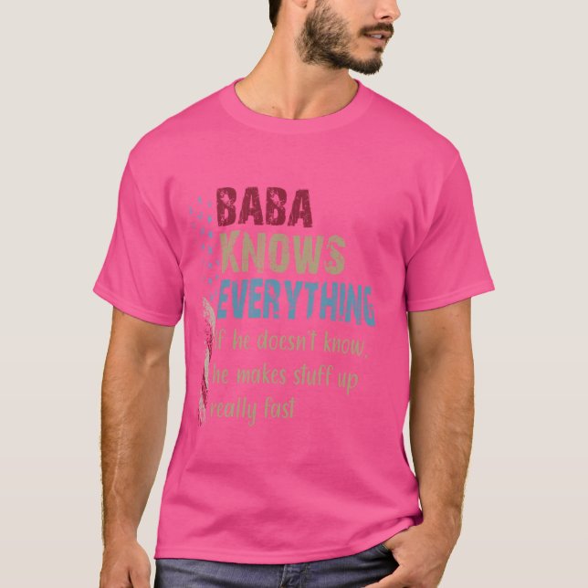 Camisa Engraçada Baba Conhece Tudo - Avô Presente (Frente)