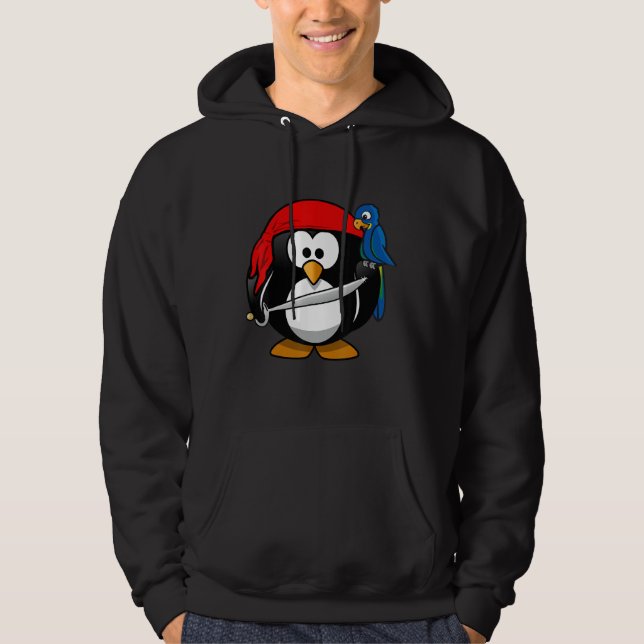 Camisa Engraçada com Carto Pinguim Pinguim Pirata (Frente)