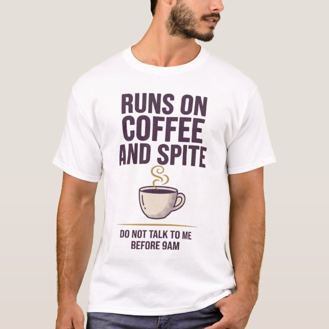 Camisa engraçada com design 'Funciona com Café e R (Frente)