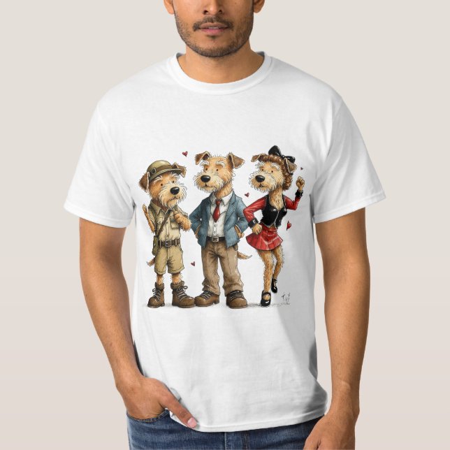 Camisa engraçada de Airedale Terrier Trio Tee Fofo (Frente)