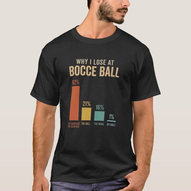 Camisa engraçada de bola de bocce Por que eu perco (Frente)
