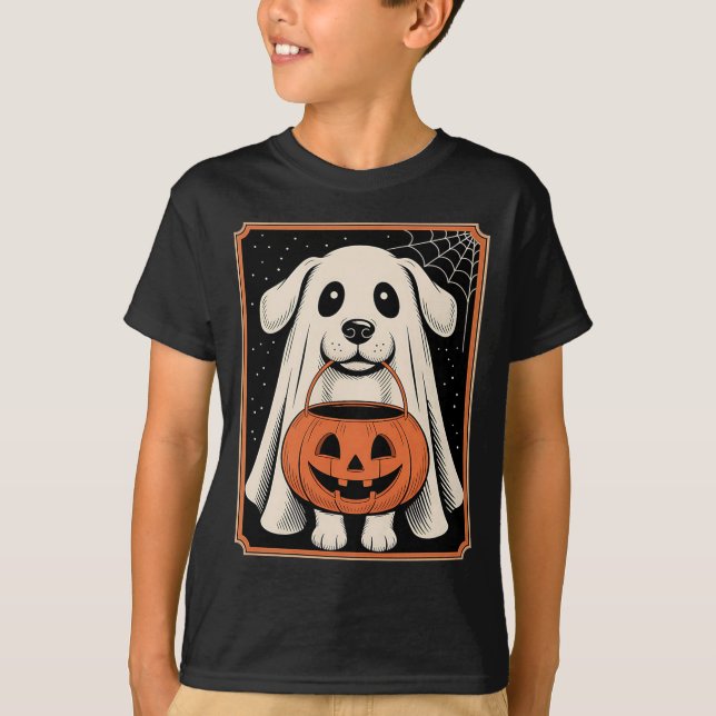 Camisa engraçada de cachorro fantasma de Halloween (Frente)
