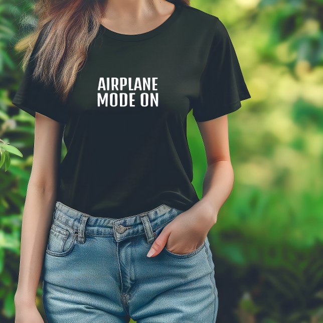 Camisa engraçada de caminhada modo avião em preto  (Criador carregado)