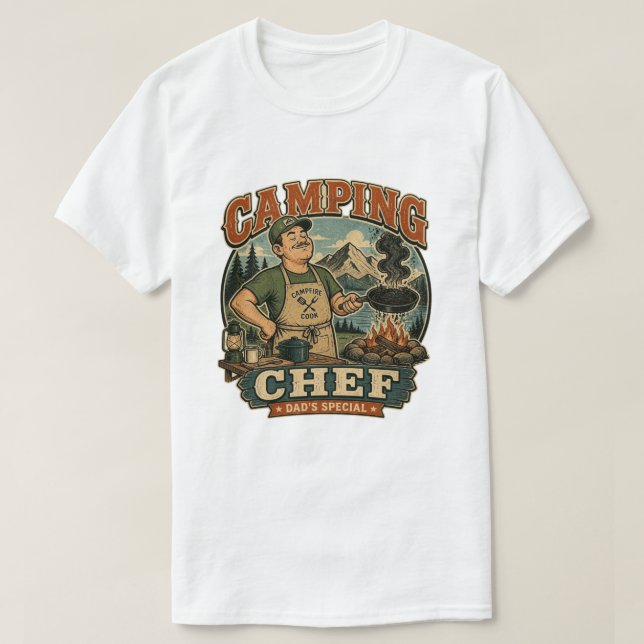 Camisa engraçada de camping 'Chef de Acampamento' (Frente do Design)