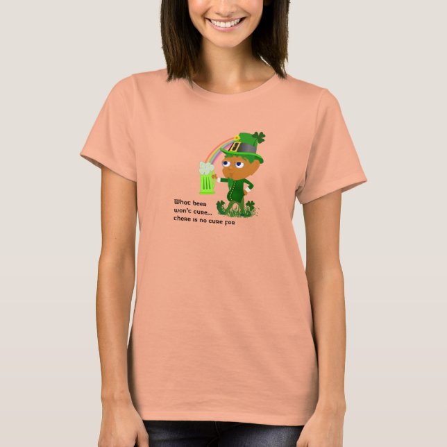 Camisa Engraçada De Cerveja Leprechaun (Frente)