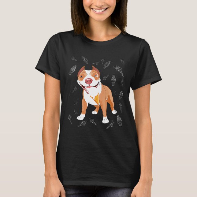 Camisa engraçada de cone de sorvete Pitbull fofo S (Frente)