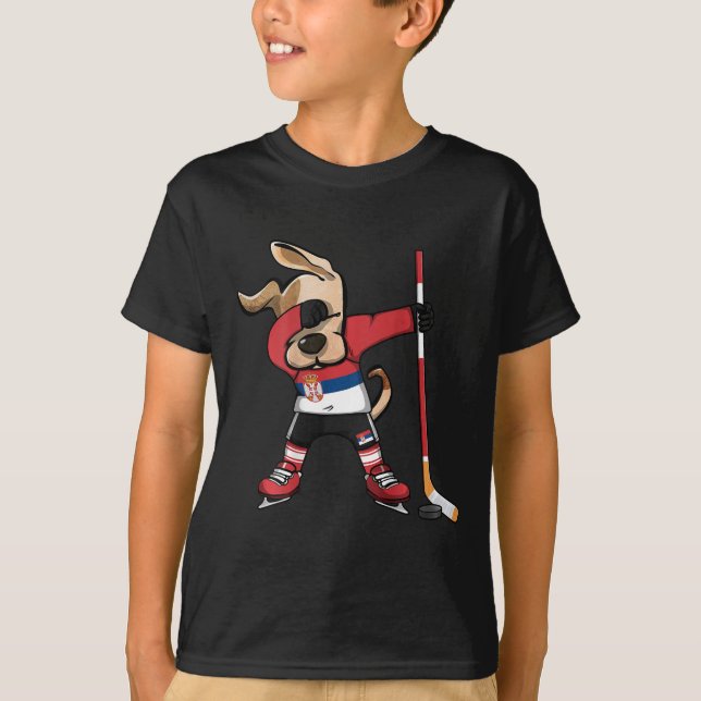 Camisa engraçada de dabbing dog para fãs de hóquei (Frente)