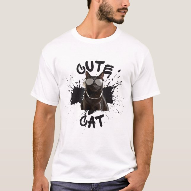 Camisa Engraçada De Gato, Camisa De Gato, Camisa D (Frente)
