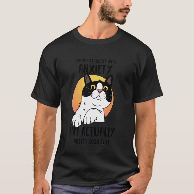 Camisa engraçada de gato com ansiedade Eu não luto (Frente)