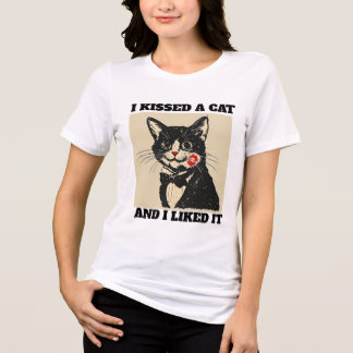 Camisa engraçada de gato de smoking beijo