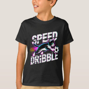 Camisa engraçada de gato jogando futebol para cria