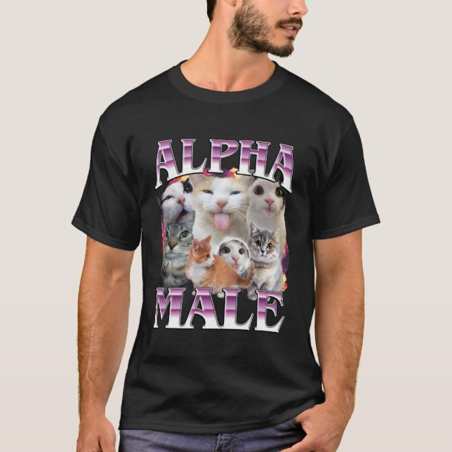 Camisa engraçada de gato macho alfa, meme de gato  (Frente)