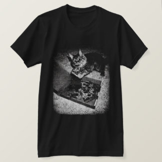 Camisa engraçada de gato roubando pizza