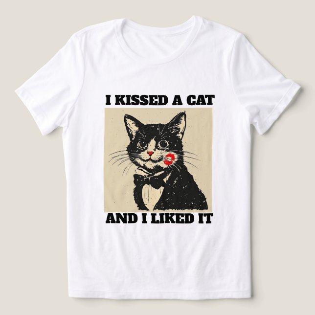 Camisa engraçada de gato smoking beijando (Design frontal)