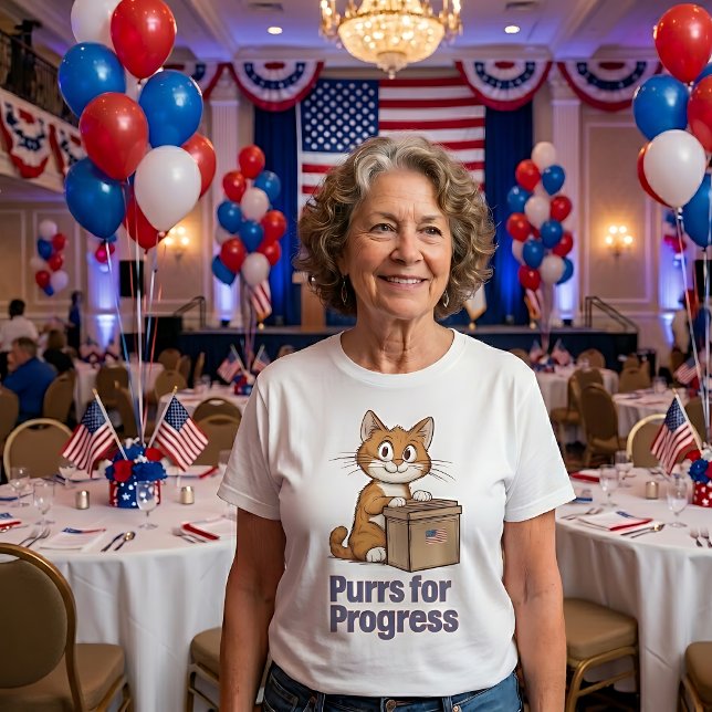 Camisa engraçada de gato votando para o Progresso (Criador carregado)