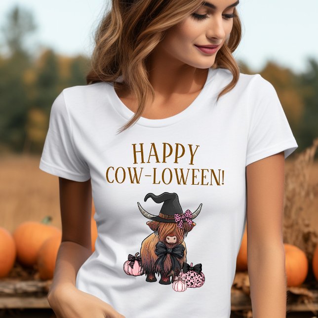 Camisa engraçada de Halloween de Vaca das Terras A (Happy Cow-loween Funny Highland Cow Halloween Shirt)