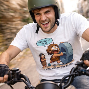 Camisa engraçada de homem das cavernas roda humor 