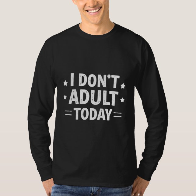 Camisa engraçada de manga longa para homens - Não  (Frente)