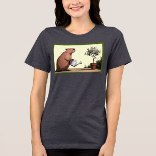 Camisa engraçada de mulher Planta Regando Capivara
